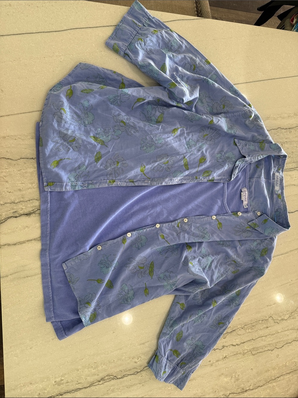 fresh produce Lavender-Blue Floral Button Front Shirt